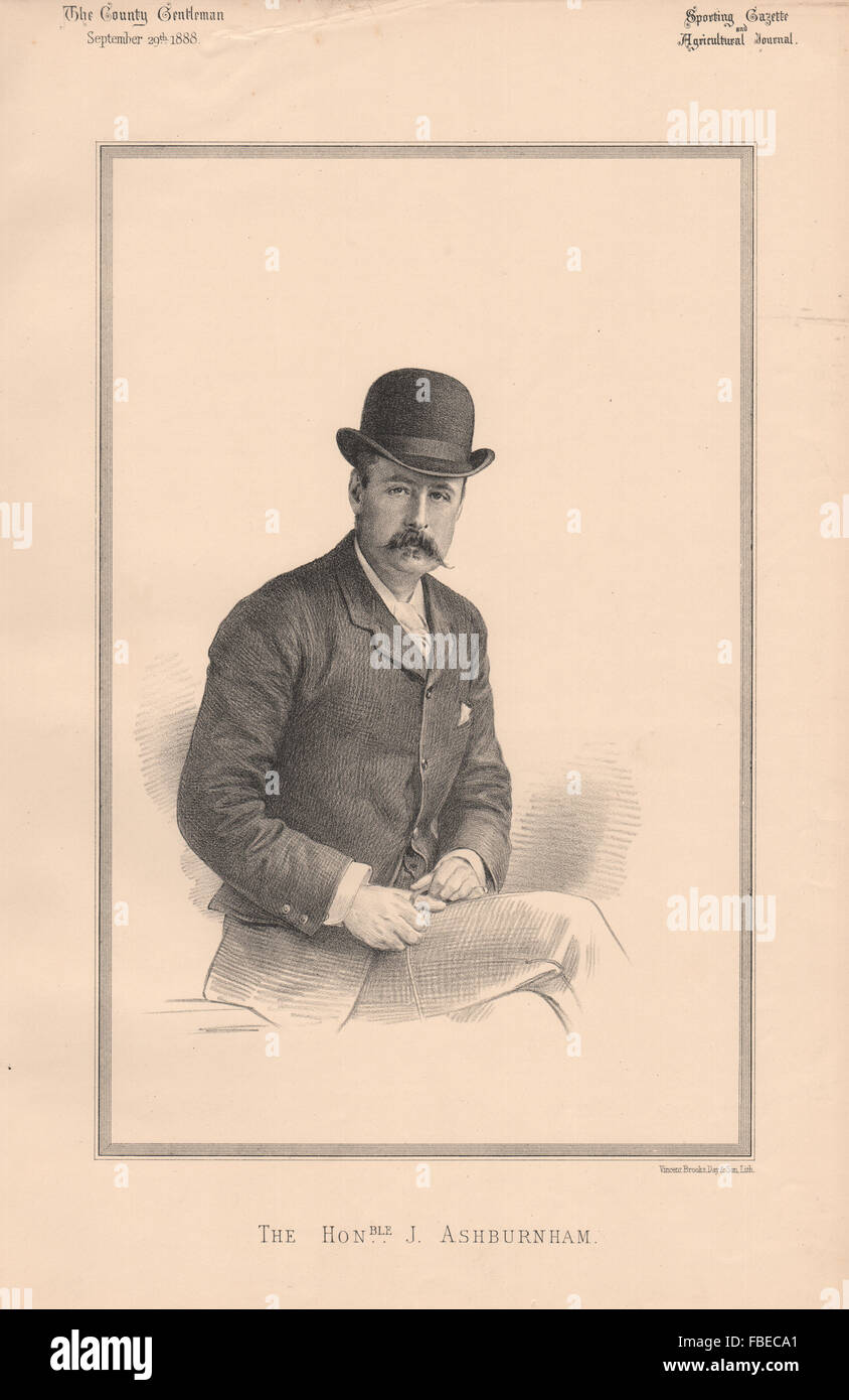 The Honourable J. Ashburnham, antique print 1888 Stock Photo