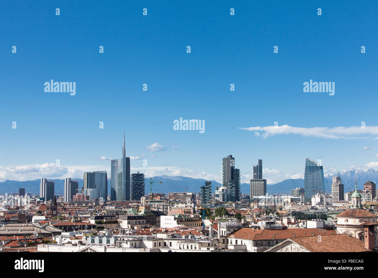 Milan skyline with buildings of the porta nuova and varesine  project,the business center of Milan Stock Photo