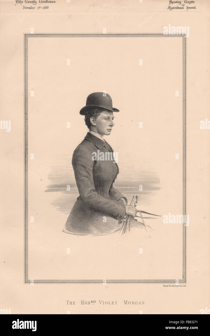 The Honourable Violet Morgan, antique print 1888 Stock Photo