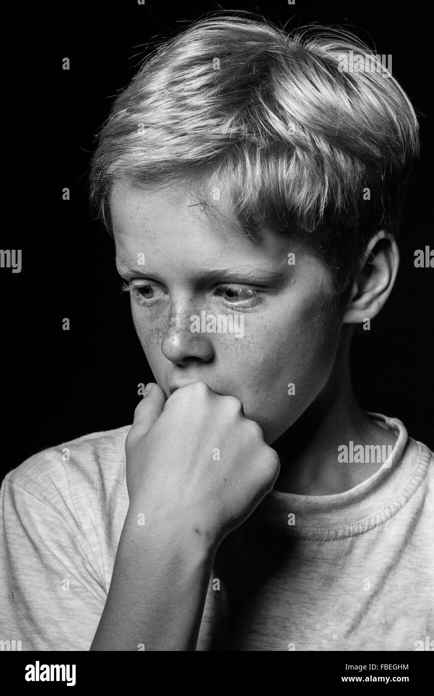 Boy thinking Black and White Stock Photos & Images - Alamy