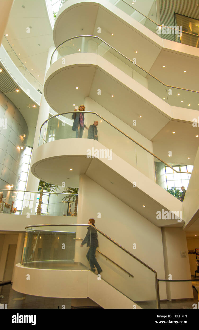 Reykjavik Iceland new The Pearl museum and restaurant steps interior called Perlan Stock Photo