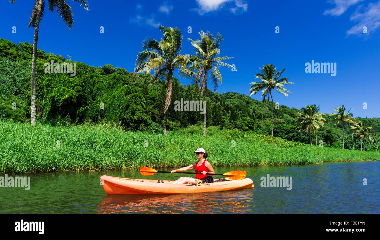 Kayaking on the Hanalei River, Hanalei, Kauai, Hawaii Stock Photo Alamy