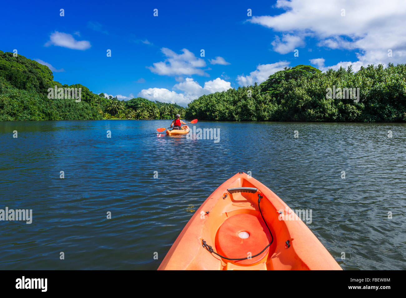 Kayaking on the Hanalei River, Hanalei, Kauai, Hawaii Stock Photo Alamy