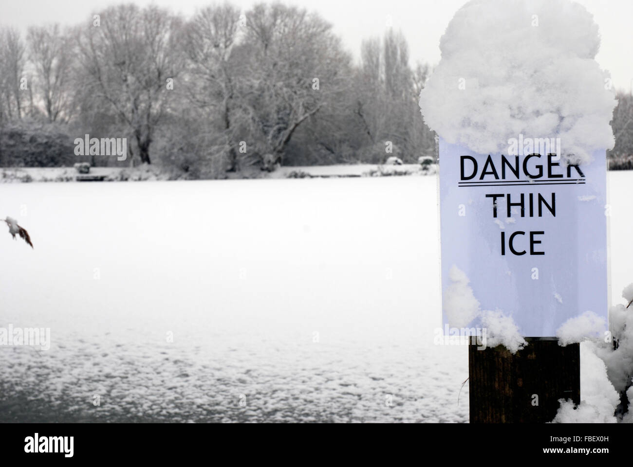 Danger sign frozen lake hi-res stock photography and images - Alamy