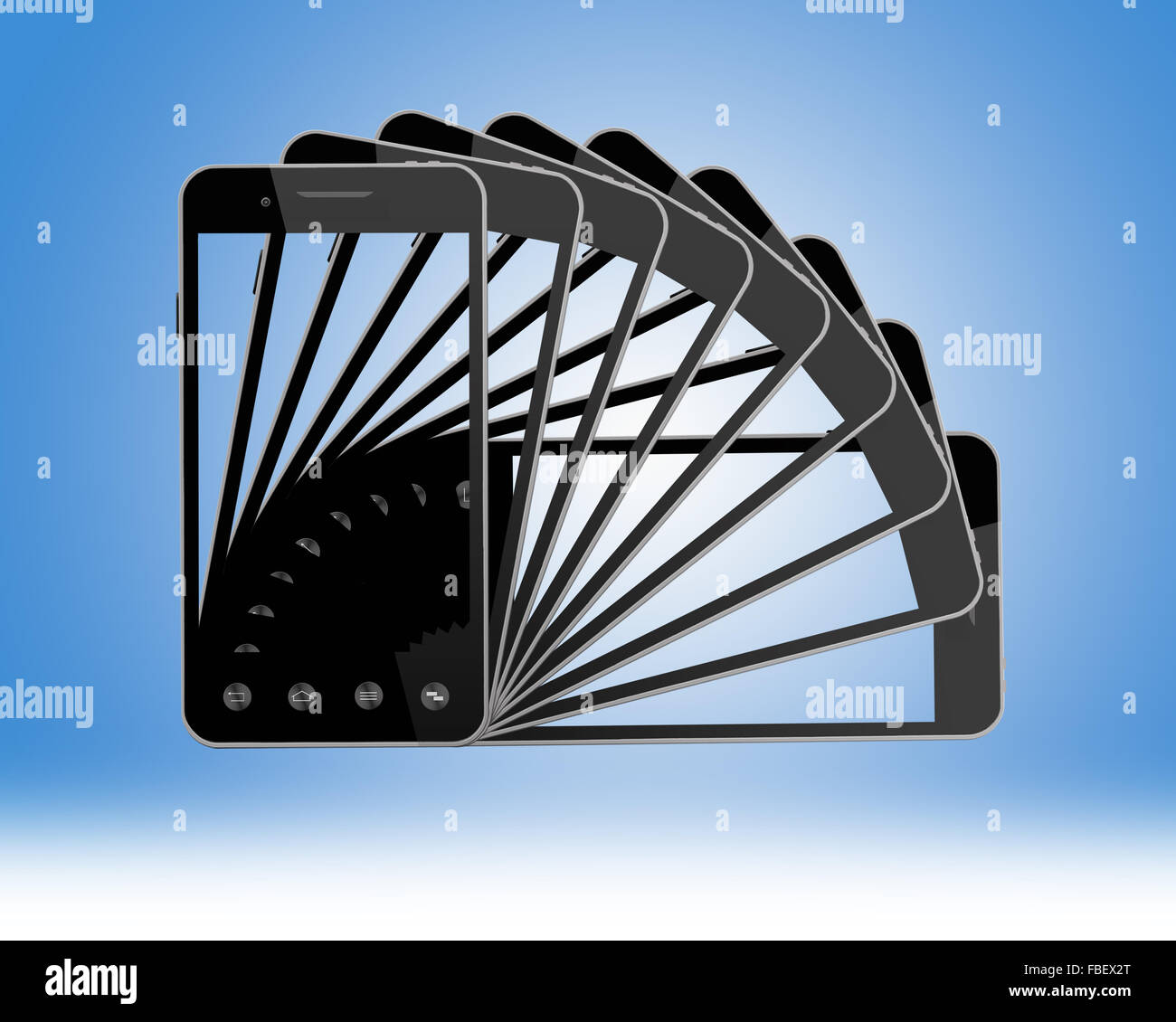 black smart-phone with its unusual shadows Stock Photo