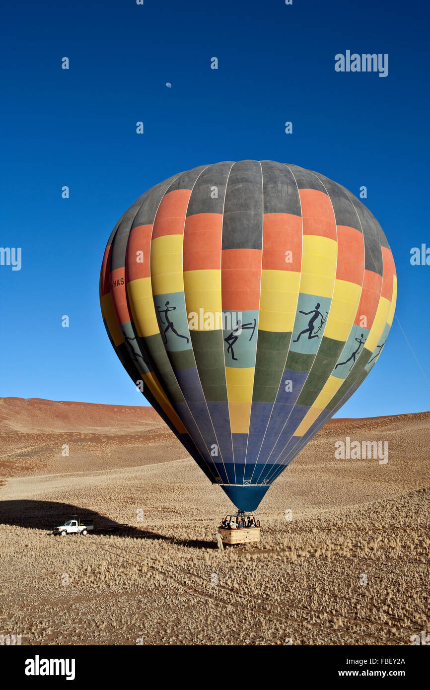 Hot air ballooning over Namib Desert dunes Naukluft NP Namibia Stock Photo