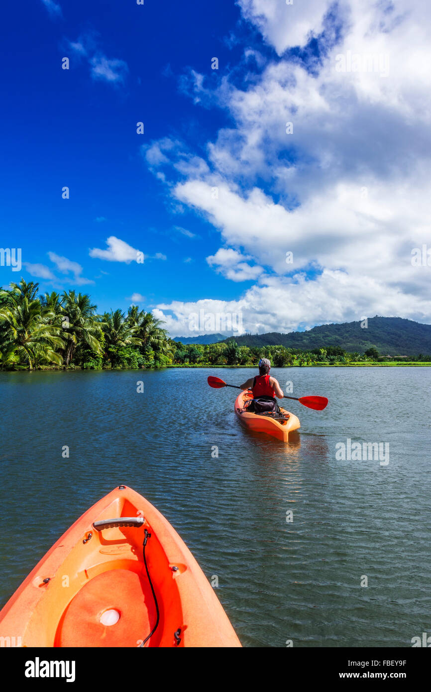 Kayaking on the Hanalei River, Hanalei, Kauai, Hawaii Stock Photo Alamy