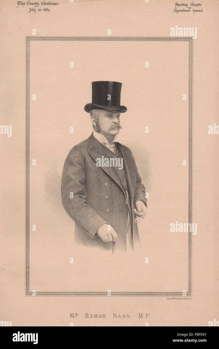 Mr. Hamar Bass M.P, antique print 1889 Stock Photo