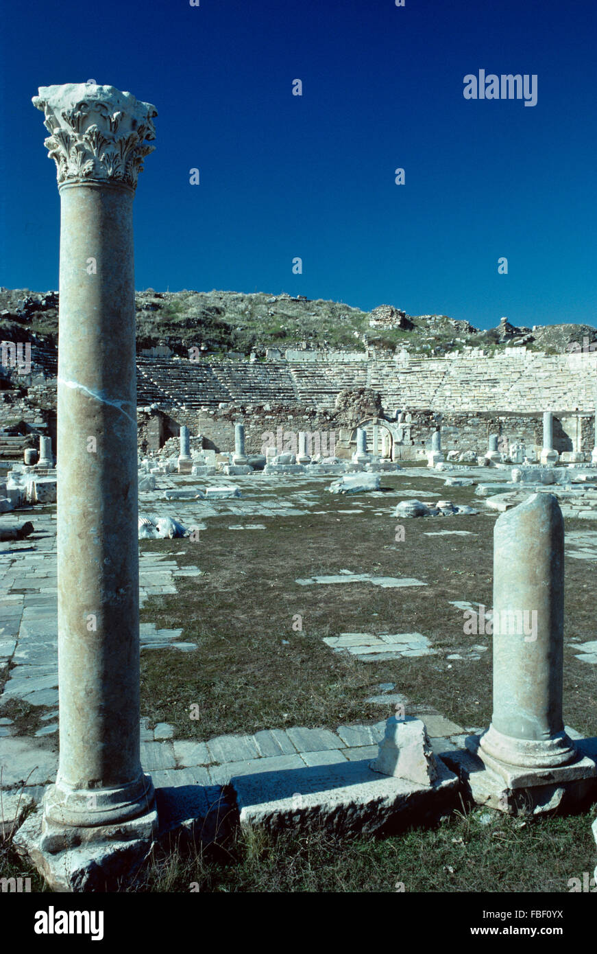 Ruins of the Great Theater or Theatre and Main Town Square (c2nd AD) Aphrodisias Turkey Stock Photo