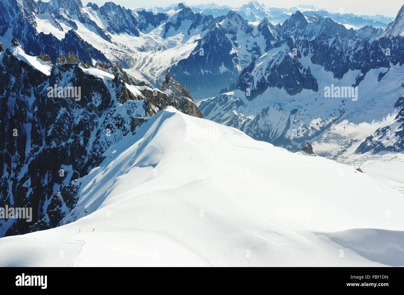 Scenic View Of Snowcapped Mountains Stock Photo