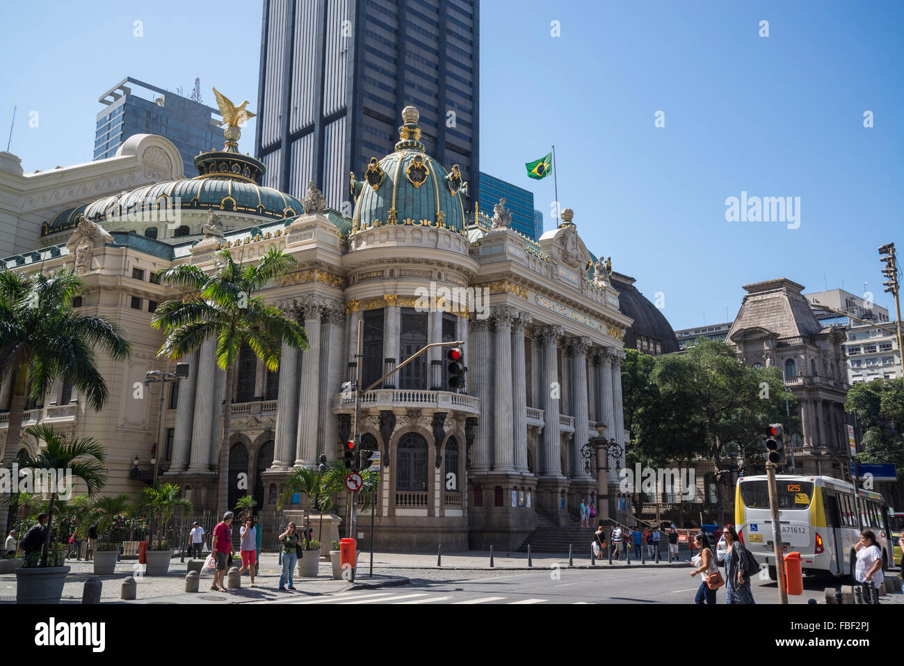 Municipal Theatre, Theatro Municipal, Cinelandia, Praca Floriano Peixoto, Rio de Janeiro, Brazil Stock Photo