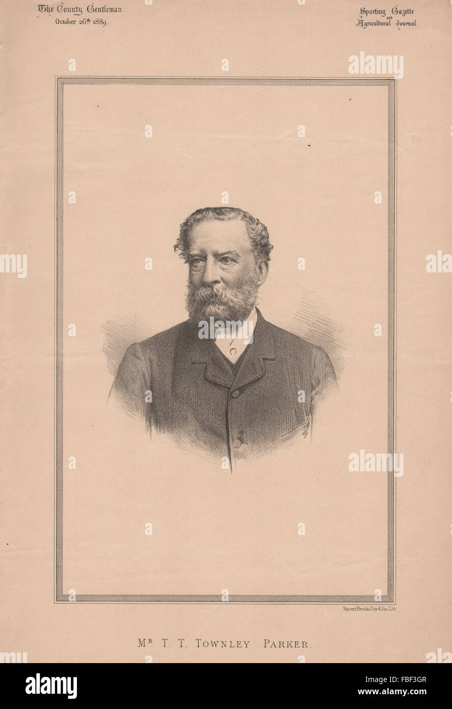 Mr. T.T. Townley Parker, antique print 1889 Stock Photo