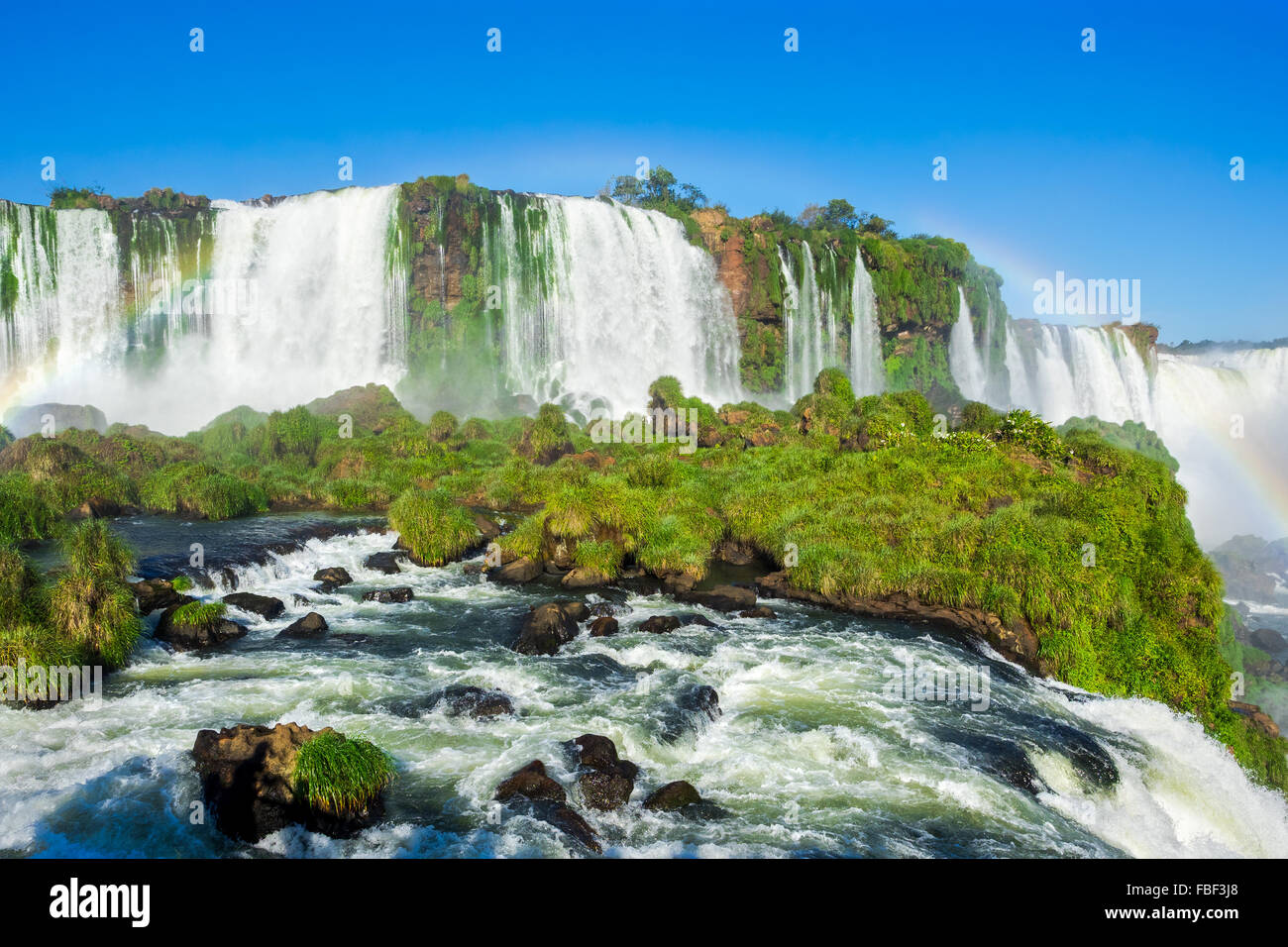 Iguazu Falls, on the border of Argentina, Brazil and Paraguay. Stock Photo