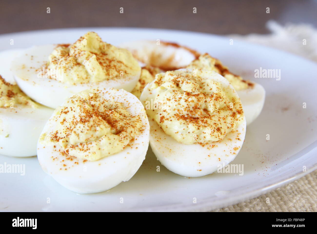 Making deviled eggs. Healthy lifestyle, home cooking, cleaning and