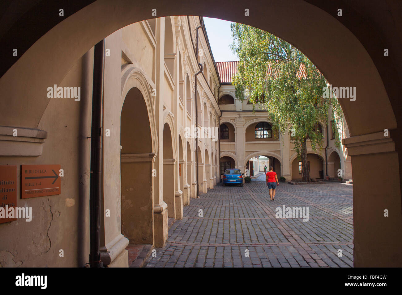 Courtyard in the University quarter, Vilnius, Lithuania Stock Photo