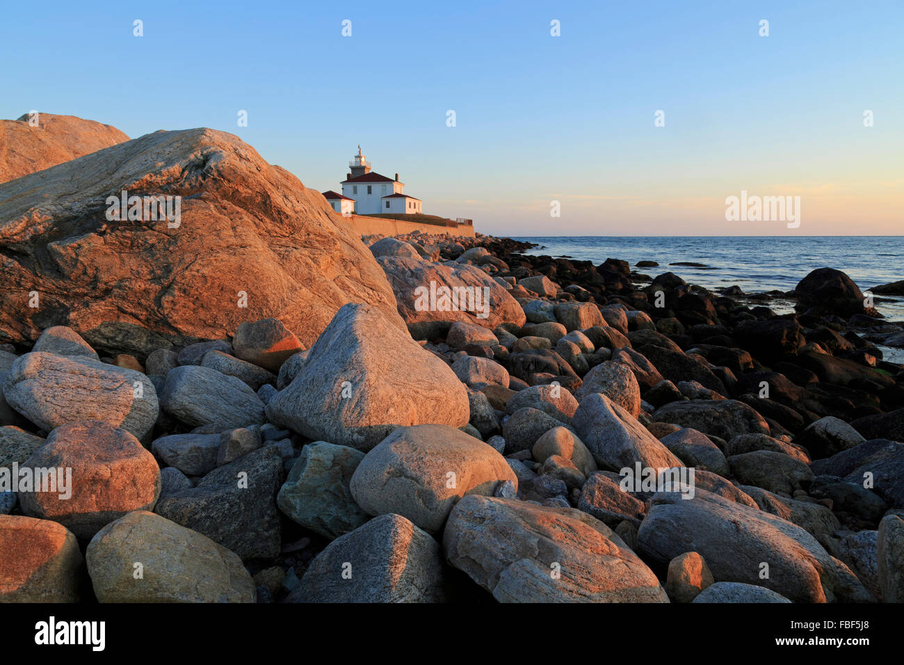 Watch Hill Lighthouse, Westerly, Rhode Island, USA Stock Photo