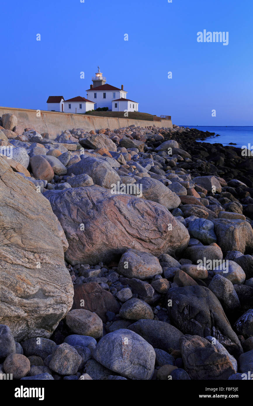 Watch Hill Lighthouse, Westerly, Rhode Island, USA Stock Photo
