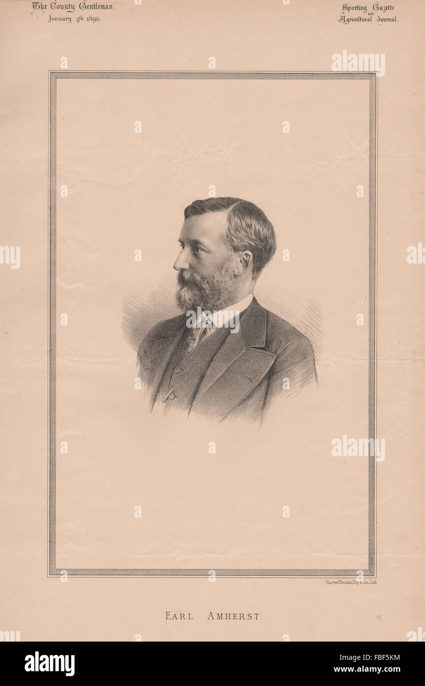 Earl Amherst, antique print 1890 Stock Photo