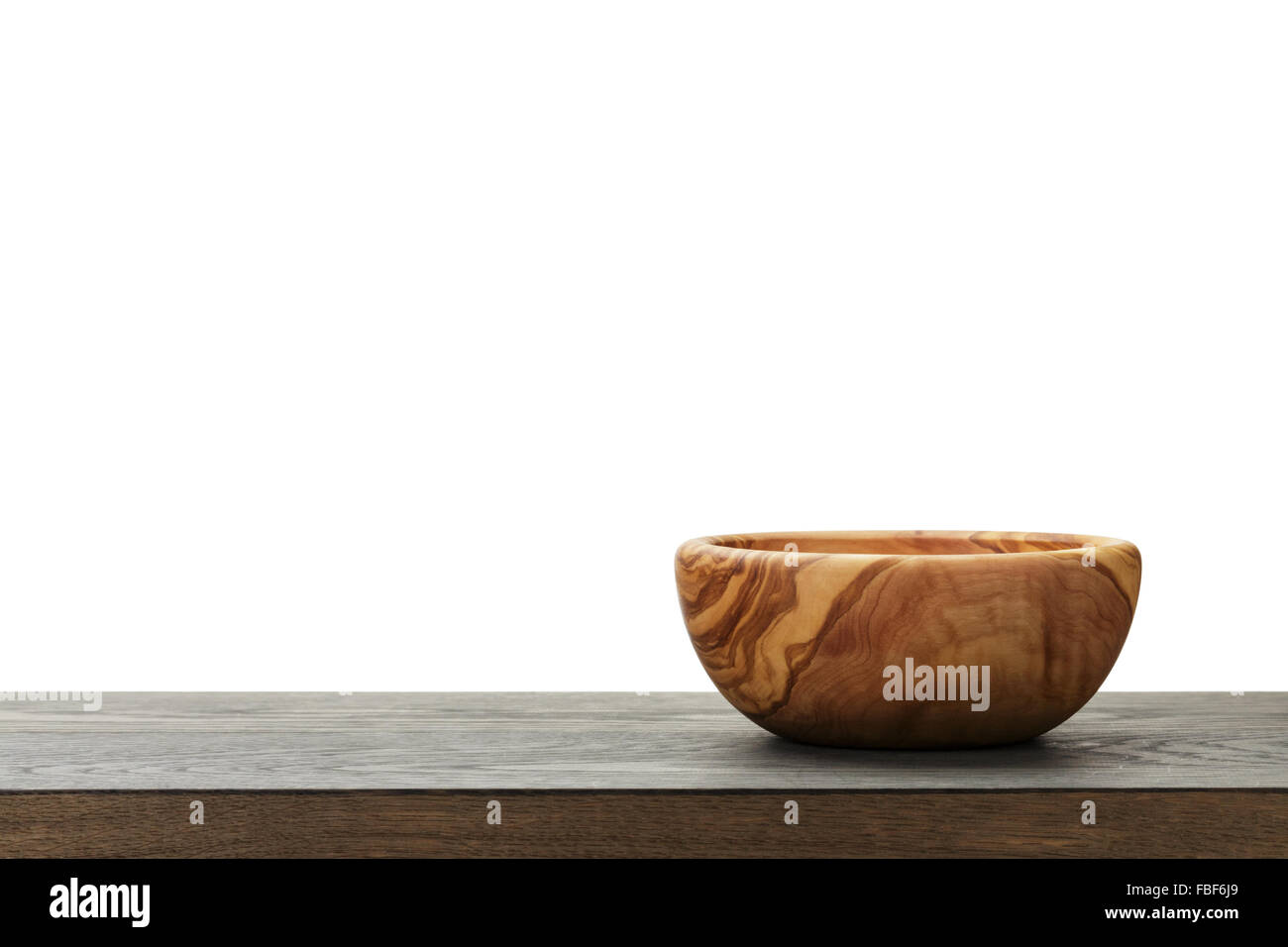 empty wood bowl on table Stock Photo