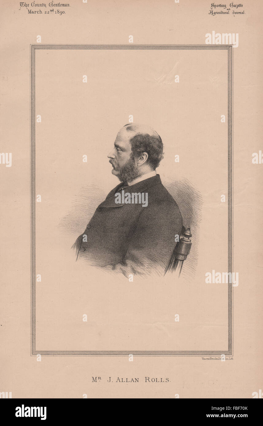 Mr. J. Allan Rolls, antique print 1890 Stock Photo
