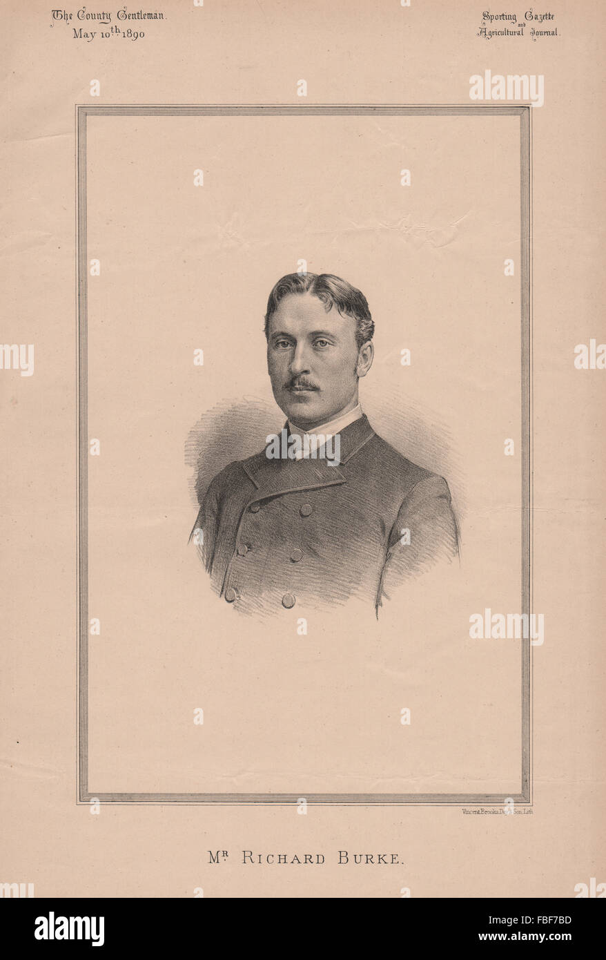 Mr. Richard Burke, antique print 1890 Stock Photo