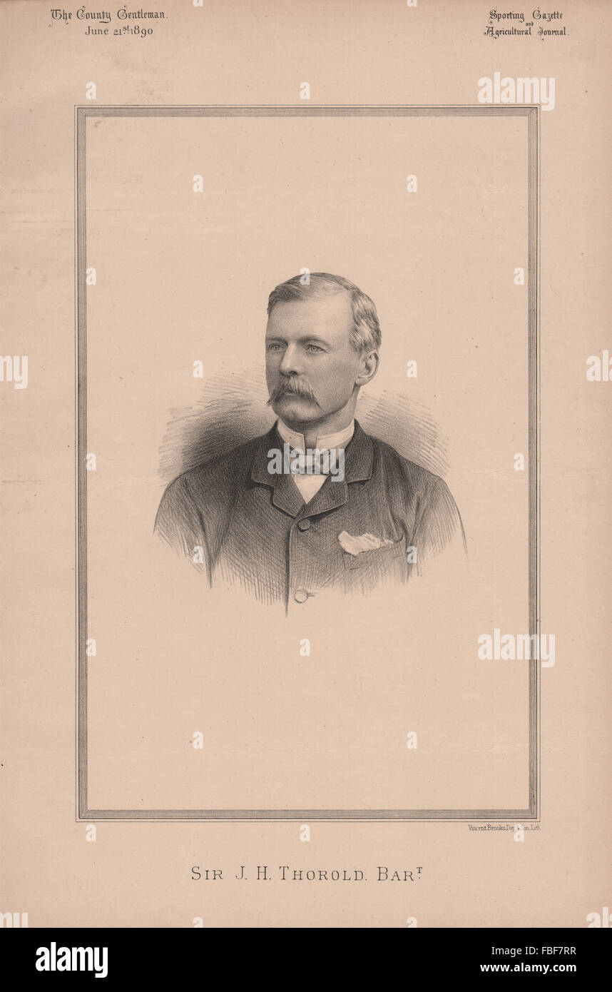 Sir J.H. Thorold Bart, antique print 1890 Stock Photo