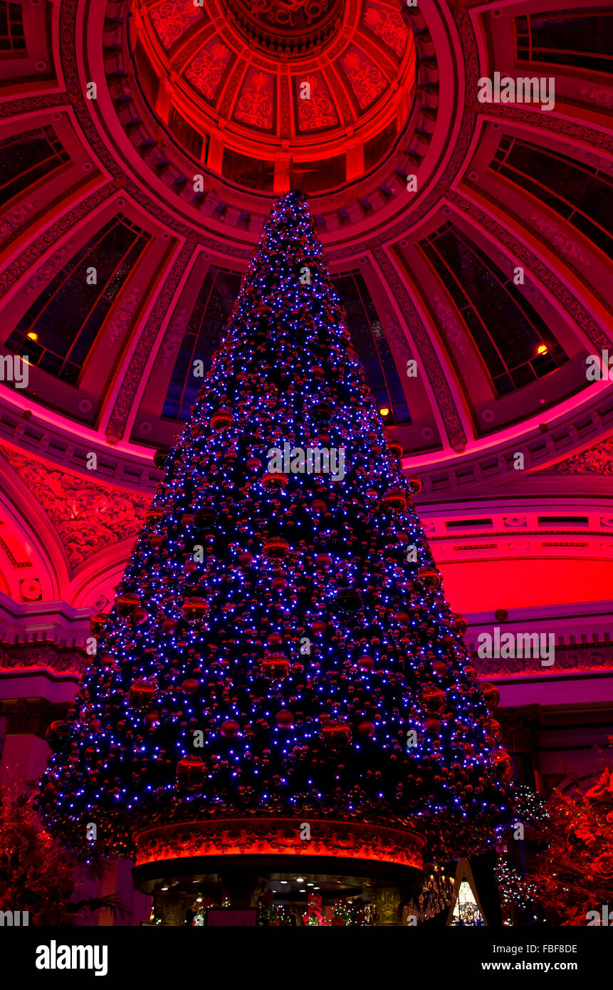 The large Christmas tree inside The Dome, a former banking hall