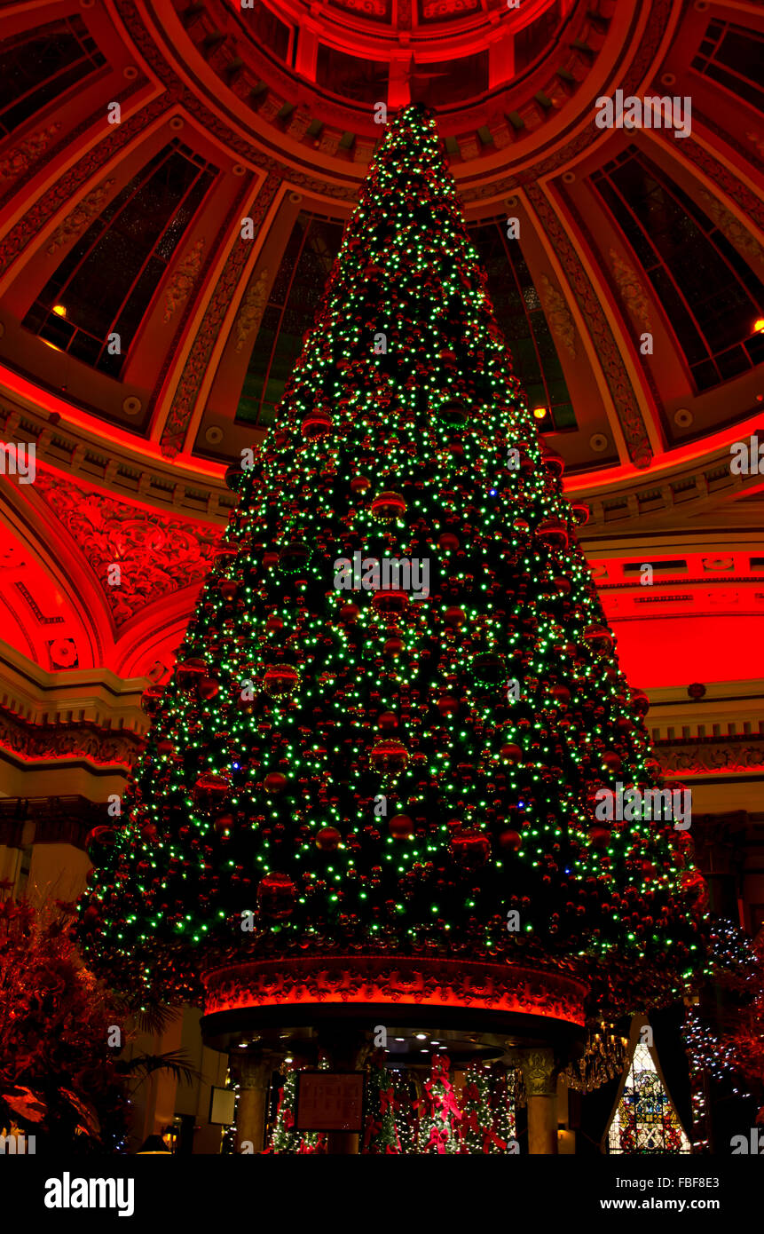 The large Christmas tree inside The Dome, a former banking hall converted into a bar in the