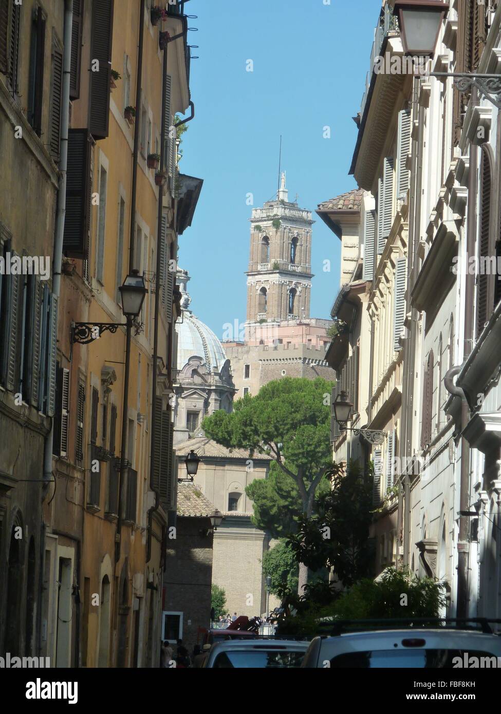 view of old church from a street in Rome Stock Photo - Alamy
