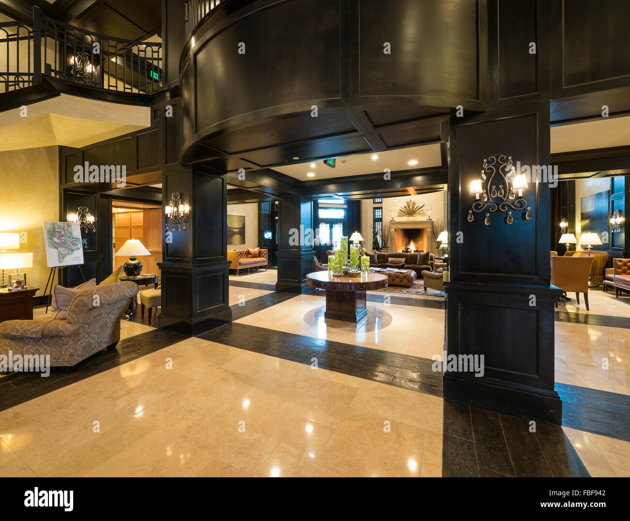 Lobby, Waldorf Astoria Park City, Utah. Stock Photo