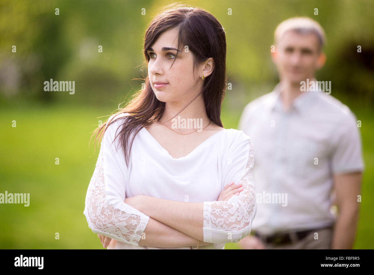 Woman sad husband background hi-res stock photography and images - Alamy