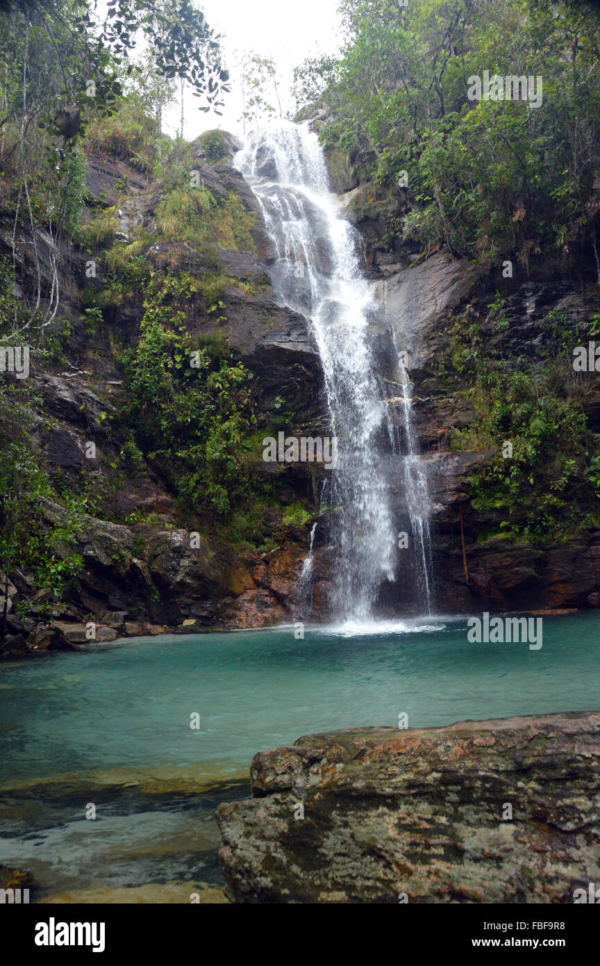 Water fall Santa Barbara cerrado Brazil Stock Photo