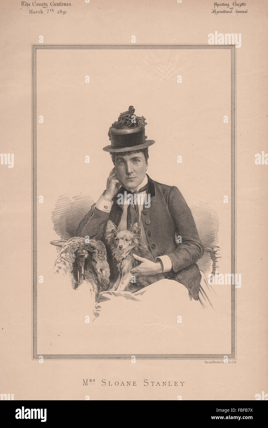 Mrs. Sloane Stanley, antique print 1891 Stock Photo