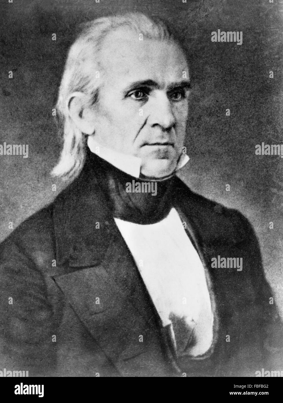 James K Polk. Daguerrotype of 11th US President James K Polk from the Brady-Handy Collection, c 1855-65 Stock Photo