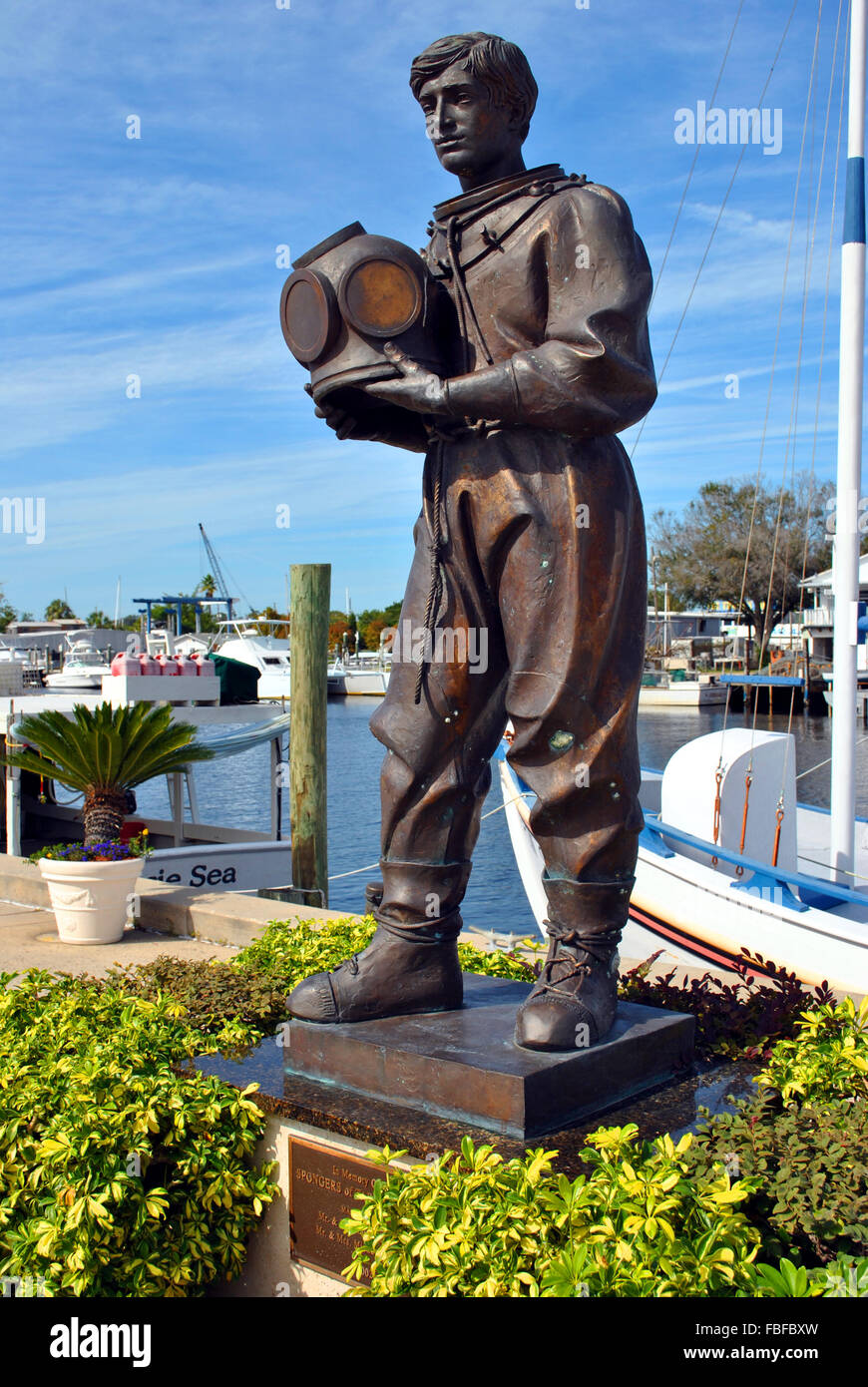 Statue of an early sponge Diver in Tarpon Springs, Florida Stock Photo