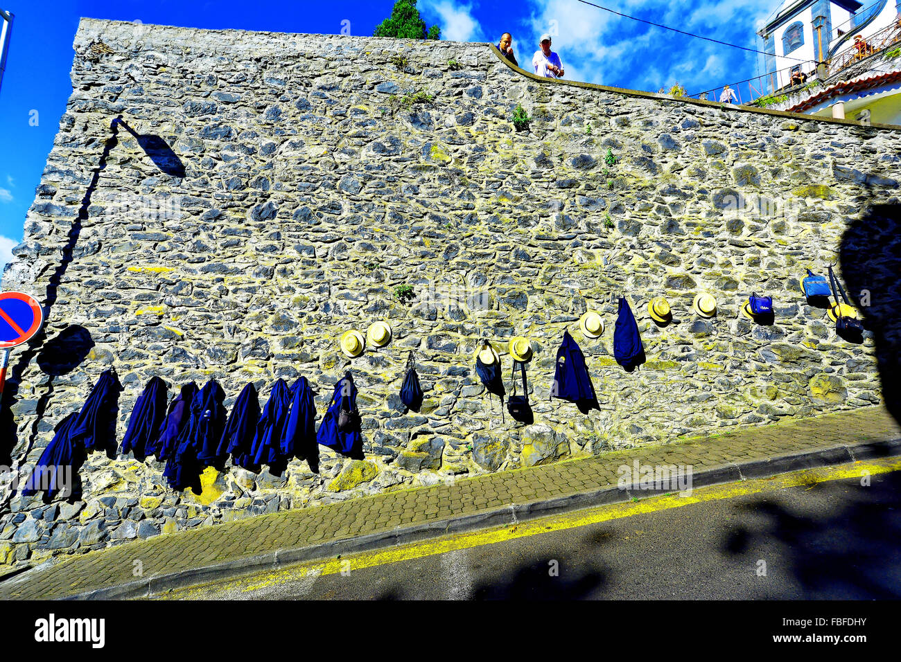 Madeira Funchal Monte toboggan sledge runner jackets and hats Stock ...