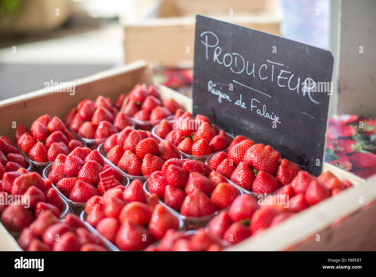 High Angle View Of Strawberries On Display At Store Stock Photo