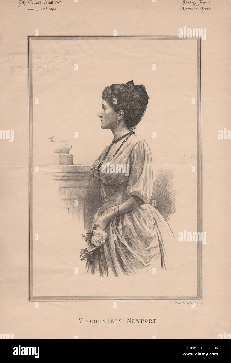 Viscountess Newport, antique print 1892 Stock Photo Alamy