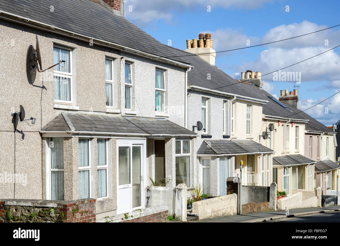 Terraced houses in Saltash, Cornwall, UK Stock Photo
