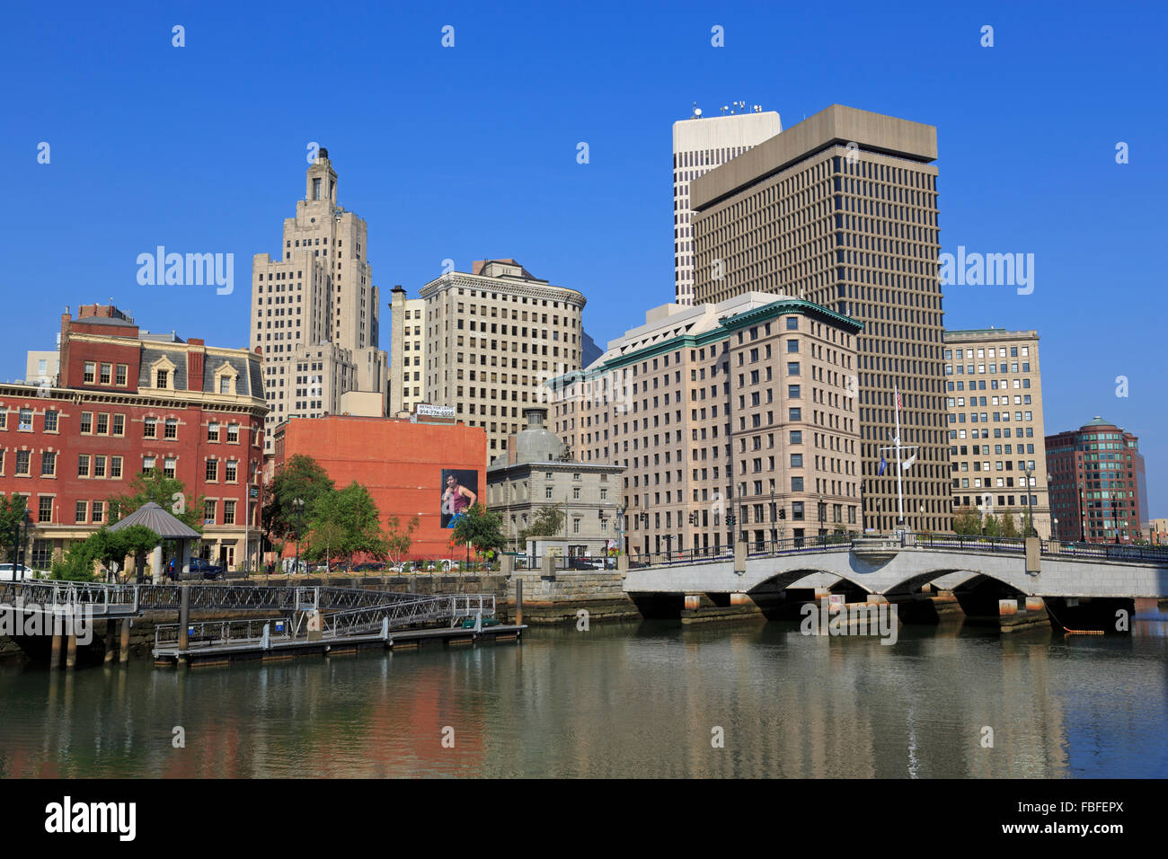 Skyline & Providence River, Providence, Rhode Island, USA Stock Photo