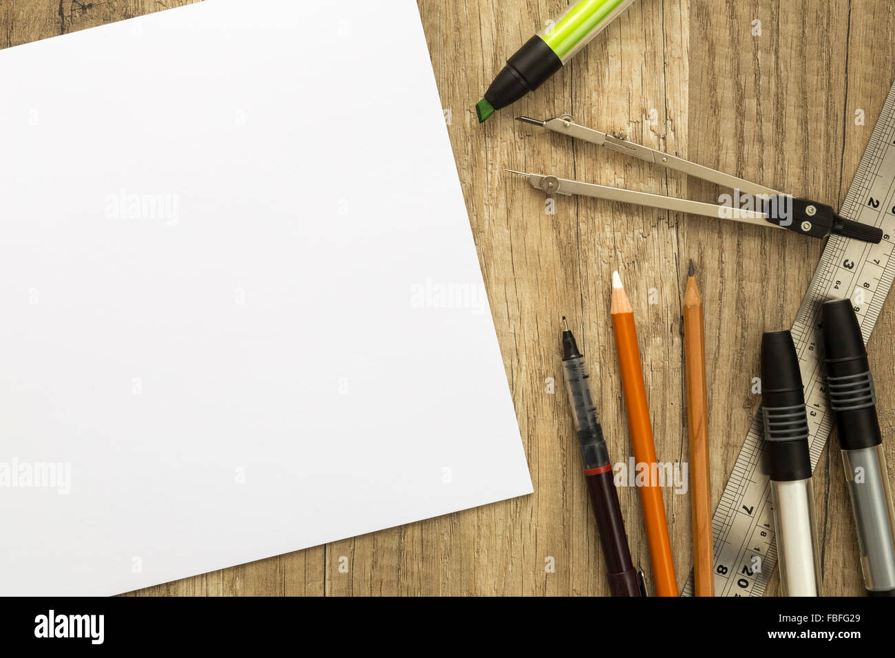 Drawing tools and sketch paper Stock Photo Alamy
