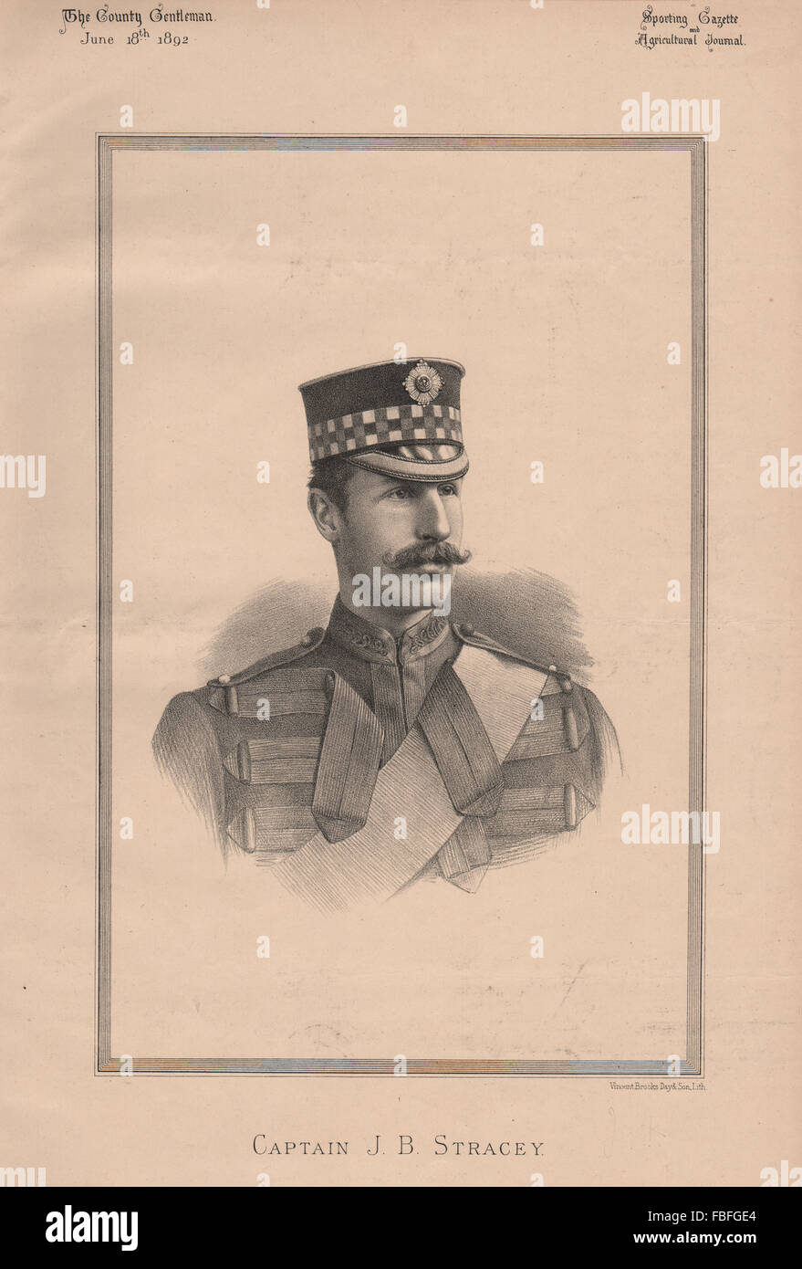Captain J.B. Stracey, antique print 1892 Stock Photo