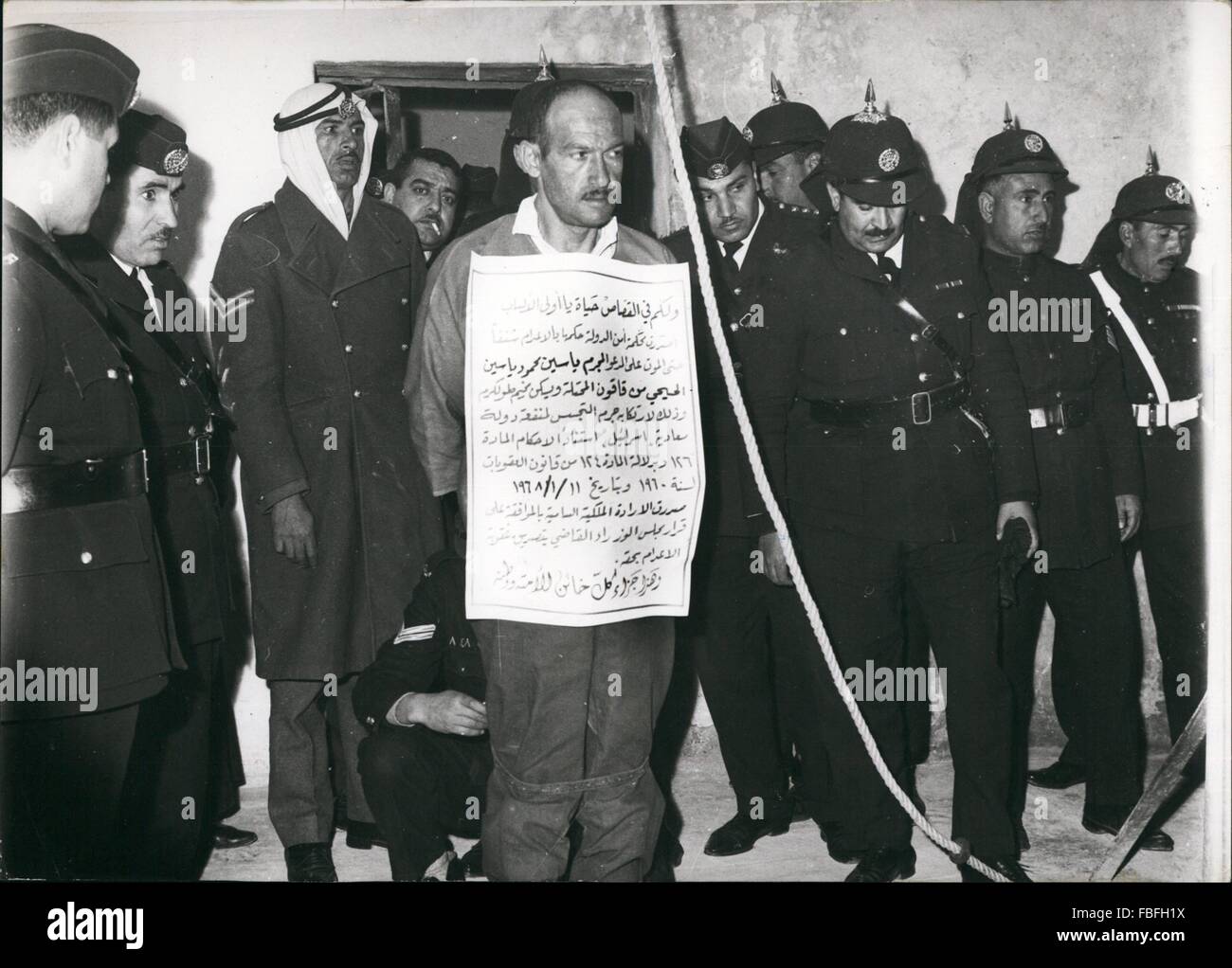 1955 - Criminal Yaseen Mahmoud Yaseen at Amman Central Prison, before being hanged to death for espionage. death penalty © Keystone Pictures USA/ZUMAPRESS.com/Alamy Live News Stock Photo