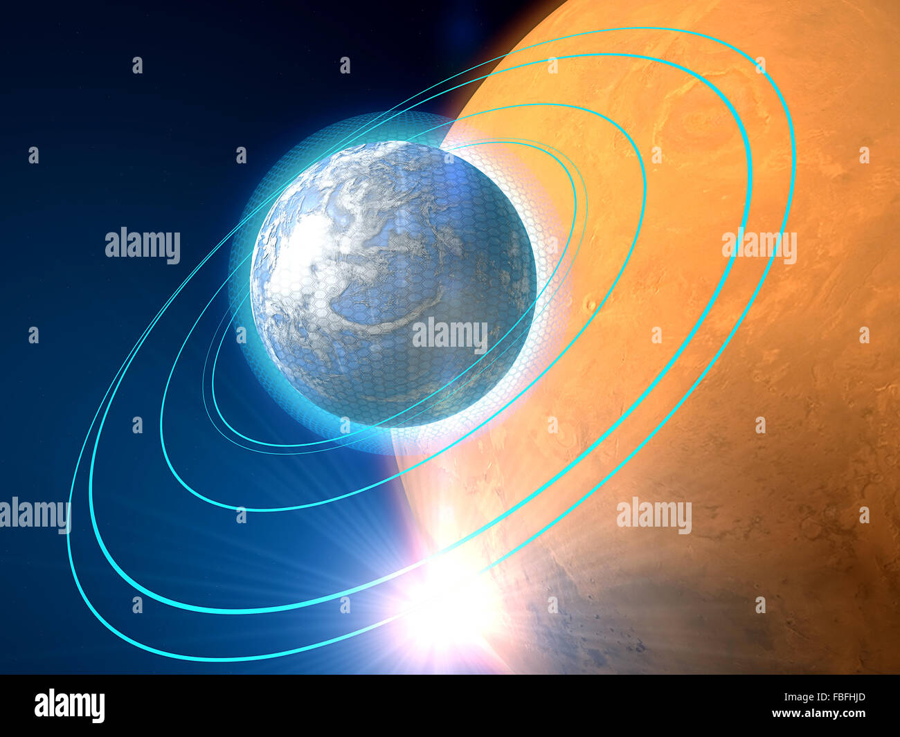 Planets in another galaxy, space, science fiction Stock Photo
