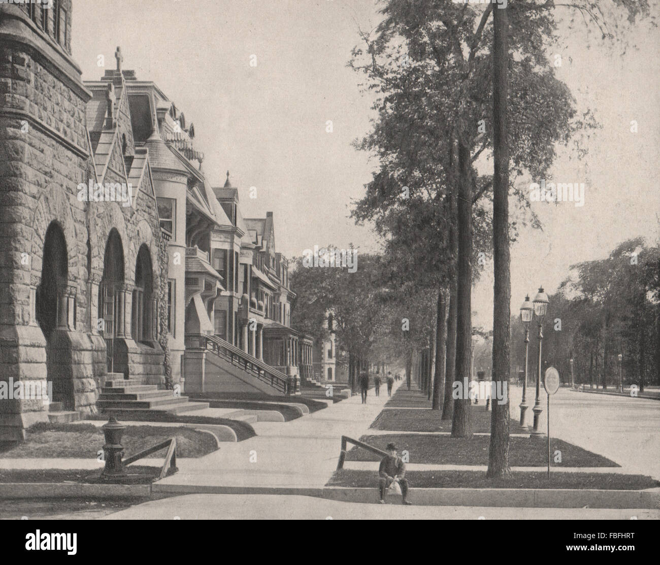 Ashland Avenue, Chicago, Illinois, antique print 1895 Stock Photo Alamy