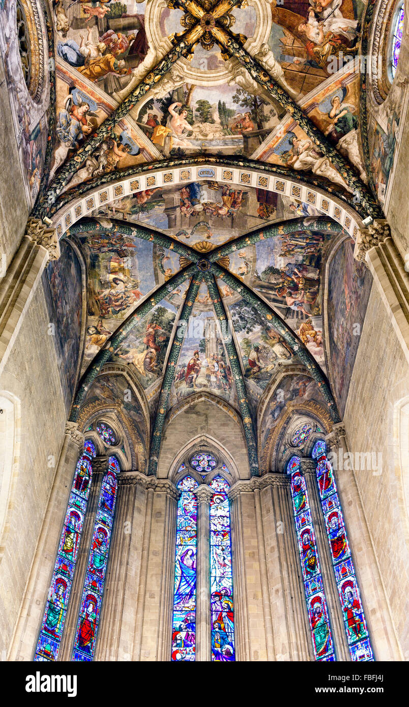 Frescoed Ceiling Arezzo Cathedral Italy Stock Photo