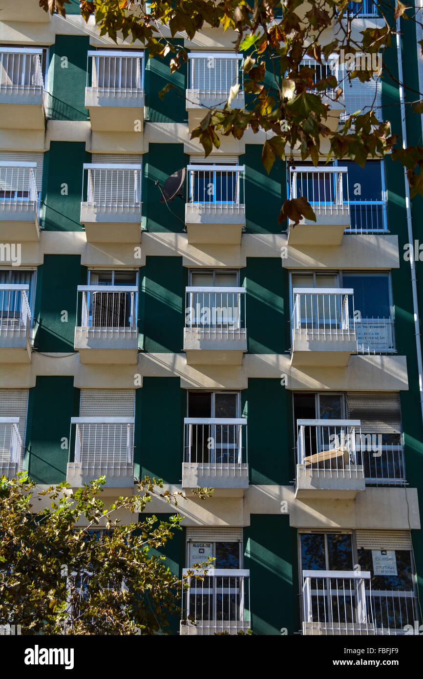 Multi Story Apartments with balconies in Porto, Portugal Stock Photo