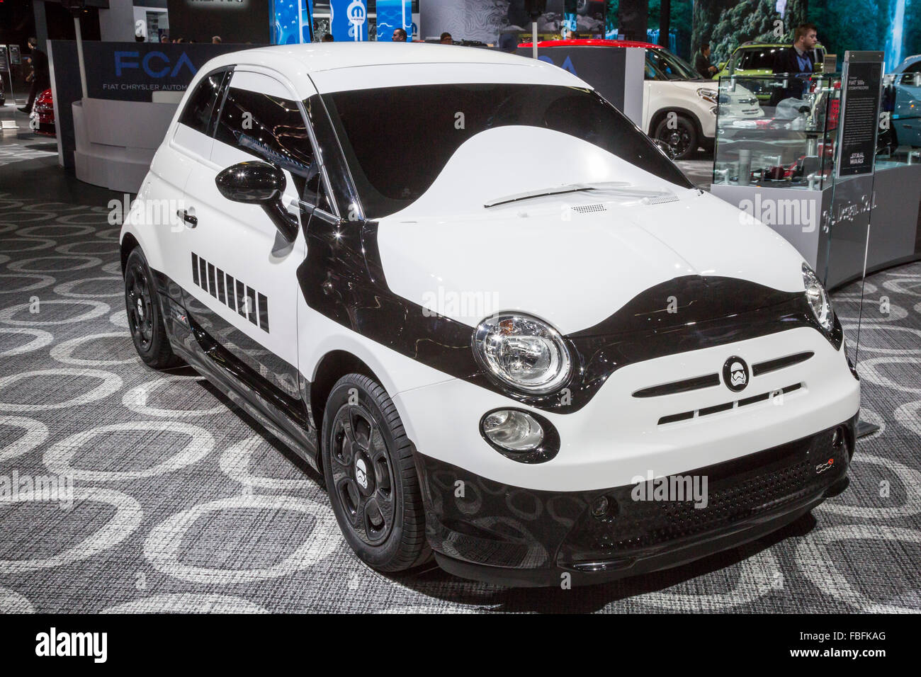 Detroit, Michigan - The Fiat 500e Stormtrooper concept car on display at the North American International Auto Show. Stock Photo