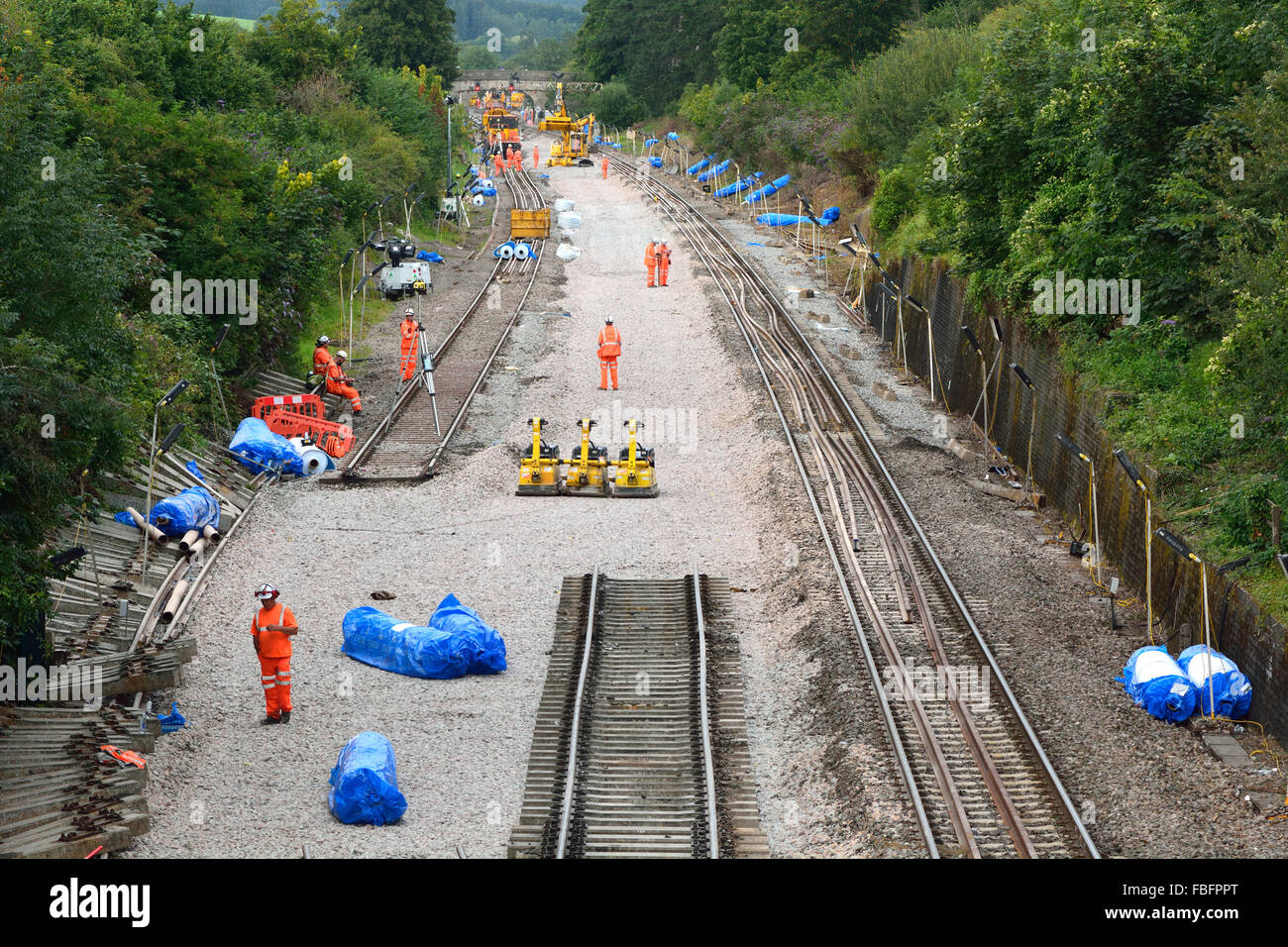 Electrification of the Great Western Railway. Work underway on upgrading the track to allow new