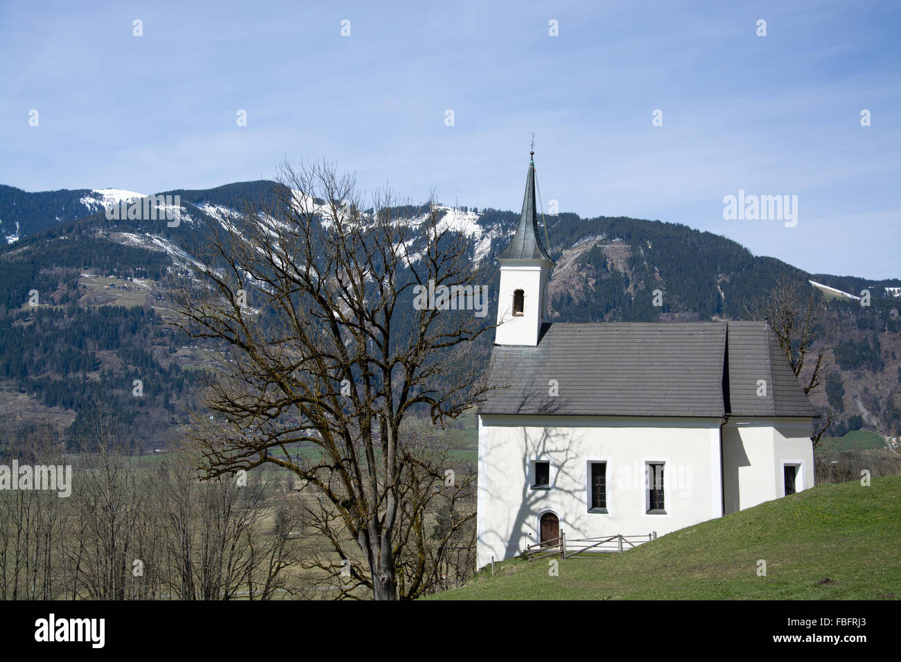 Chapel in front of the castle Kaprun at the Pinzgau, Austria. Stock Photo